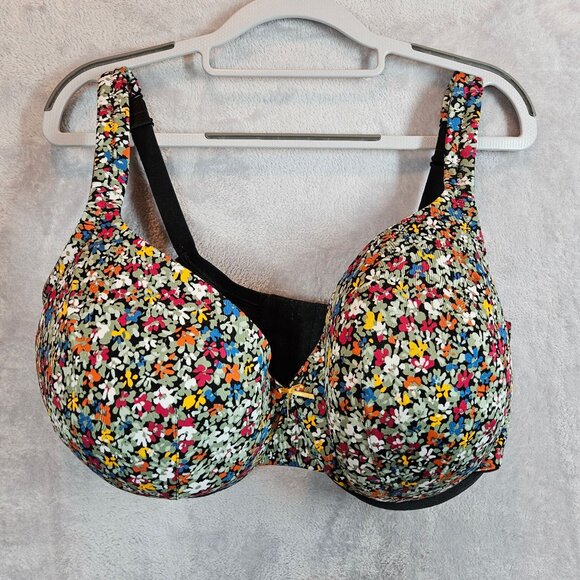 Cacique Underwire Floral Print 40F Bra Soft Adjustable Straps colorful Feminine - Picture 1 of 9